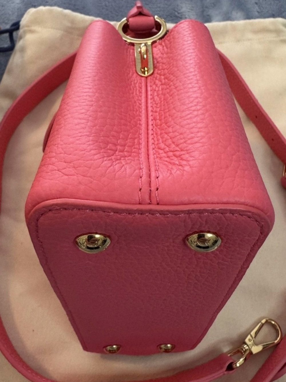 Louis Vuitton Pink Taurillon Mini Top Handle Bag with Crystal LV Logo - Picture 15 of 15